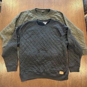 2pack! Eddie Bauer Quilted Crewneck Sweaters - Charcoal and Olive